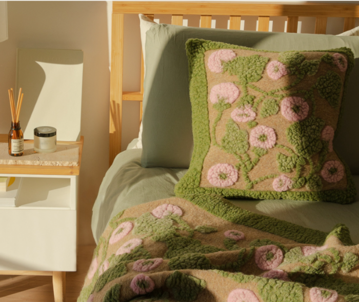 frati home wollen plaid kussen groen